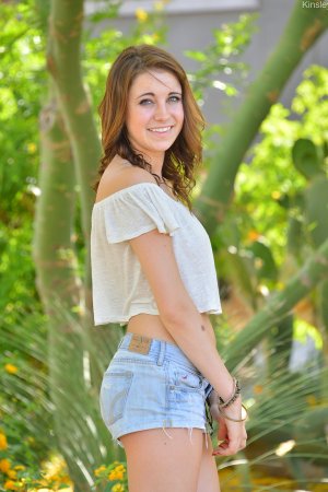 Kinsley FTV teases in denim shorts by the pool photo 1
