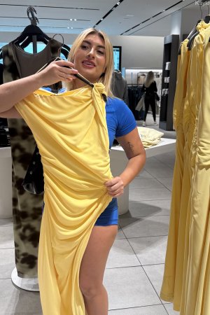 Kaylee FTV strips in the fitting room photo 1