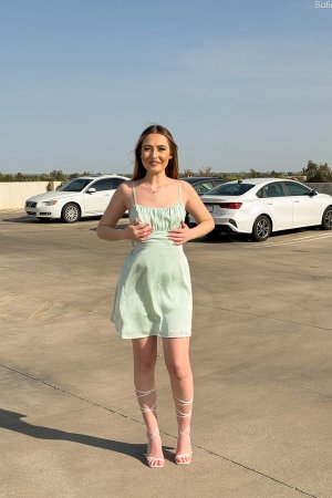 Sofie FTV flashes her bare pussy in a parking lot photo 5
