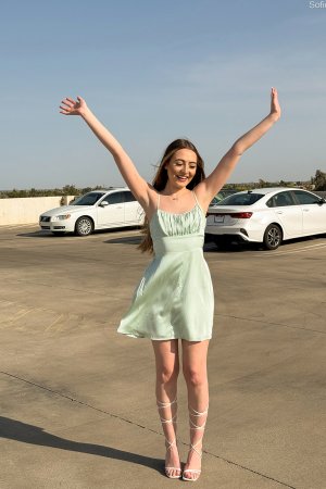Sofie FTV flashes her bare pussy in a parking lot photo 6